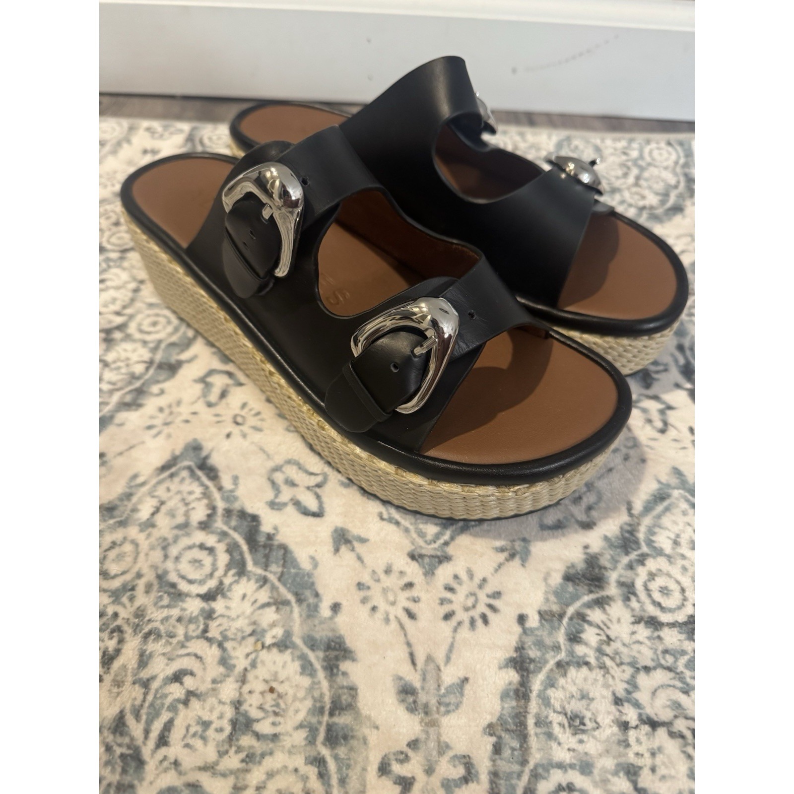 Aerosoles Darcy Platform Sandals Woven Raffia Sole Size 8